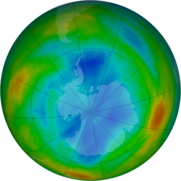 Antarctic ozone map for 07 August 1991